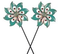 VEWOGARDEN 2PCS Garden Wind Spinners Metal Outdoor Wind Spinner Waterproof Wind Sculptures & Spinners Green Kinetic Wind Spinner for Yard Lawn Decor
