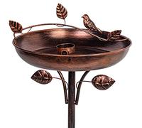 VEWOGARDEN Baignoires pour oiseaux pour extérieur, bol de baignoire pour oiseaux, 30,5 cm avec base à 5 broches, en métal et mangeoire combinée, sur pied, pour la cour, le jardin