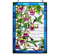 VEWOGARDEN Décoration de fenêtre en Verre teinté Colibri, Panneau Attrape-Soleil avec chaîne en métal pour décoration intérieure et extérieure (25,4 x 38,1 cm)
