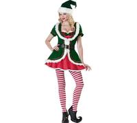 vewoza Costume d'elfe de Noël assorti pour la famille - Tenue à manches courtes pour parents et enfants avec pantalon, chaussettes au-dessus du genou, chapeau et ceinture (B-vert, L)