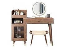 VEXDOSLE Coiffeuse Armoire de Rangement rétractable for Commode Miroir éclairé à intensité Variable avec tiroirs et armoires Compartiment Ouvert Table de Maquillage