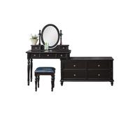 VEXDOSLE Coiffeuse Coiffeuse rétro en Bois avec Armoire, Coiffeuse d'angle de Chambre à Coucher Tabouret Table de Maquillage