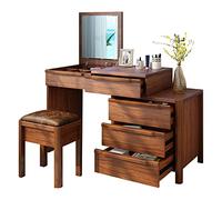 VEXDOSLE Coiffeuse Commode Armoire De Rangement Bureau À Rabat Intégré Coiffeuse Multifonctionnelle Rétractable avec 4 Tiroirs Miroir Et 6 Compartiments Bijoux en Couches Table de Maquillage