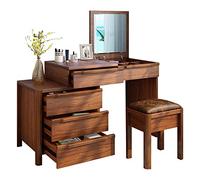 VEXDOSLE Coiffeuse Commode Armoire De Rangement Bureau À Rabat Intégré Coiffeuse Multifonctionnelle Rétractable avec 4 Tiroirs Miroir Et 6 Compartiments Bijoux en Couches Table de Maquillage