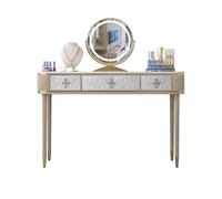 VEXDOSLE Coiffeuse Commode en Ardoise rayée Shell, Table de Maquillage Chambre à Coucher Plateau marbre Minimaliste avec Miroir Lumineux Rotatif Tactile Table de Maquillage