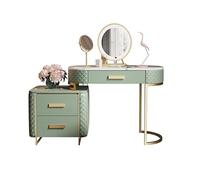 VEXDOSLE Coiffeuse Commode en marbre Table de Maquillage entourée Cuir Chevet rétractable avec Miroir éclairé à intensité Variable 3 tiroirs Table de Maquillage