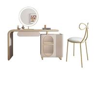 VEXDOSLE Coiffeuse Commode rétractable Armoire de Rangement Table Maquillage Tout-en-Un avec tiroir Grande capacité Éclairage à intensité Variable Miroir Support Coulissant Table de Maquillage