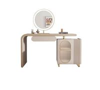 VEXDOSLE Coiffeuse Commode rétractable Armoire de Rangement Table Maquillage Tout-en-Un avec tiroir Grande capacité Éclairage à intensité Variable Miroir Support Coulissant Table de Maquillage