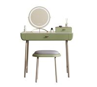 VEXDOSLE Coiffeuse Ensemble de Commode en Ardoise 80 cm, boîte à Bijoux Verre trempé, Meuble-lavabo Double tiroir écran Tactile intensité Variable et Miroir courtoisie pivotant Table de Maquillage