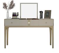 VEXDOSLE Coiffeuse Flip Top Coiffeuse Et Bureau Tout en Un, Chambre Simple avec Miroir Tiroir 5 Compartiments Table de Maquillage