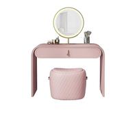 VEXDOSLE Coiffeuse Table de Maquillage Coiffeuse en Cuir Mince Commode Rose avec Le Miroir et tiroir éclairés par Dimmable d'écran Tactile Table de Maquillage