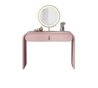VEXDOSLE Coiffeuse Table de Maquillage Coiffeuse en Cuir Mince Commode Rose avec Le Miroir et tiroir éclairés par Dimmable d'écran Tactile Table de Maquillage