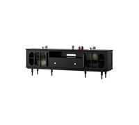 VEXDOSLE Meuble TV 200cm Armoire de Rangement Bois Massif Vintage, Pôle Divertissement Domestique Noir, Meuble pour Hôtels & Entreprises Meuble TV pour Salon