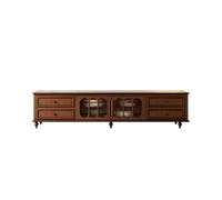 VEXDOSLE Meuble TV 200CM Centre de Divertissement en Bois Massif Fini Noyer, Meuble de Rangement Vintage pour Salon, Adapté aux Hôtels et Hébergements de Charme Meuble TV pour Salon