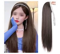 VEXDOSLE Perruque de Remplacement Perruques pour Cheveux Féminins Cheveux Long en Forme de U Couverture Amovible en Forme de U avec Perruque Droite Longue Simulation Peigne Perruques quotidiennes(A)