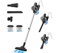 Vexilar Aspirateur Balai Puissant 25Kpa, Aspirateur Balai avec Fil Câble 7m, 3 en 1 Aspirateur Vertical Filtre HEPA, 600W Balai aspirateur avec Support Mural pour Sols Durs Tapis et Noir