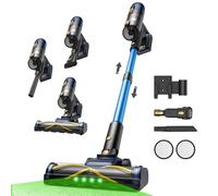 Vexilar Aspirateur Balai sans Fil, 50Min/50Kpa/450W Aspirateur sans Fil Puissant, Brosse pour Sol améliorée,Technologie GreenEye,Chargement Mural, Aspirateur pour Tapis,Sols - Azur