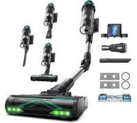 Vexilar Aspirateur sans fil avec fonction d'essuyage, 55 KPa 60 minutes, avec autoportant, station de charge murale, anti-enchevêtrement, pour tapis, poils d'animaux, jaune