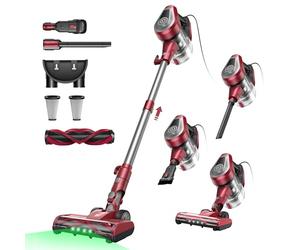 Vexilar C8 Aspirateur Balai avec Fil, 600W/60Kpa Aspirateur Balai Puissant avec Recharge Murale, Cable de 7 m, Brosse Anti-Emmêlement,1,5L Aspirateur Balai pour Tapis,Sols Durs,Poils d'animau