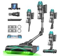 Vexilar Aspirateur Balai sans Fil V15 Max,60Min/65Kpa Aspirateur sans Fil Puissant,Brosse Anti-Emmêlement,Tube Pliable, Aspiration et Lavage,GreenEye, Aspirateur pour Poils d'animaux,Tapis,Sols