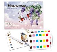 Vexilon Cartes postales de coloriage sur le thème des fleurs et des oiseaux, cahiers d'aquarelle pour adultes avec stylo et nuancier, livre de coloriage à l'eau pour adultes et adolescents
