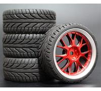 Vexilon Lot de 4 pneus Tourisme en Caoutchouc Souple for Voiture RC 1/10 Mini Pneu(9058-8002)