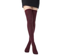 Veximora Chaussettes montantes longues et chaudes en coton pour femme | Avec taille élastique et talons et orteils renforcés, cuissardes souples, 1/3 paire, 1 paire dans une boîte cadeau