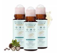 Vexivo Huile De Ricin Bio Roll-On Avec Quartz Rose,Organic Castor Bio Oil Roller,Pressée à Froid,Hydratant Naturel Pour Visage,Corps,Cheveux,Raffermit et Lisse la Peau,illumine le Regard(3PC)