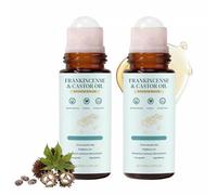 Vexivo Huile De Ricin Bio Roll-On Avec Quartz Rose,Organic Castor Bio Oil Roller,Pressée à Froid,Hydratant Naturel Pour Visage,Corps,Cheveux,Raffermit et Lisse la Peau,illumine le Regard(2PC)