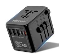 Vexloria Adaptateur Prise Universelle, avec PD35W+3USB A+1 USB C, 5 in1 Travel Adapter Internationale Adaptateur de Voyage pour Les États-Unis, l'Angleterre, la Thaïlande, l'Australie
