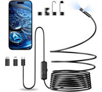 Vexloria Endoscope D'inspection, Camera Endoscopique 1920P HD Serpent Double Objectif, Endoscope Type C, IP68 Etanche Caméra avec 8 Lumières LED pour Smartphone Android et iOS, iPhone, iPad (5 M)