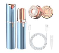 Vexloria Rasoir Visage Femme, USB Rechargeable, Epilateur Visage Femme avec Deux lames de Rechange, Doux et Indolore Rasoir Electrique, Flawless Epilateur Visage pour Joues, Menton, Bras (Bleu)
