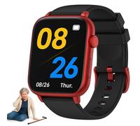 Vexorium Montre Connectée 4G Senior avec SOS Détection de Chute GPS Appels Vidéo IP67 pour Personnes Âgées - Nécessite Une Carte SIM (Non Incluse),Rouge