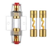 VEXUNGA 100A Porte Fusible AGU Voiture Plaqué Or avec 2 Pièces AGU Fusibles Verre 100 Ampère pour Sono Auto Audio Automobile Ampli Protection Alimentation de Sécurité Puissance