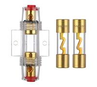 VEXUNGA 20A Porte Fusible AGU Voiture Plaqué Or avec 2 Pièces AGU Fusibles Verre 20 Ampère pour Sono Auto Audio Automobile Ampli Protection Alimentation de Sécurité Puissance