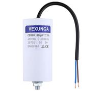 VEXUNGA CBB60 Condensateur de Démarrage 80uF 450V 55x120MM Condensateurs de Moteur 80 MFD 450VAC Câble M8 80µF 50/60Hz pour Pompe Piscine Machine à Laver