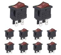 VEXUNGA Interrupteur a Bascule 6A 250VAC 10A 125VAC Interrupteurs à Bascules 2Positions 4Broches Bouton ON-OFF Commutateur Marche Arret Lumière Rouge pour Voiture Auto Camion Bateau (Paquet de 10)