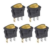 VEXUNGA Interrupteur a Bascule Rond 6A 250V AC 10A 125V ON/OFF Interrupteurs à bascule 2Positions 3Broches Carré Commutateur Marche Arret Bouton Lumière Jaune pour Voiture (5 Pièces)