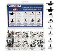 VEXUNGA Mini Interrupteur Coulissant Kit 3Broches 2Positions Mini Micro Interrupteurs à Glissière Vertical Breadboard Commutateur Microswitch SPDT 1P2T Marche/Arrêt Interrupteur à Bascule (80Pièces)