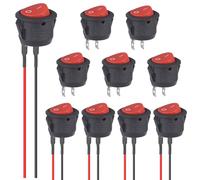 VEXUNGA Rond Interrupteur 12V 5Pcs Interrupteurs a Bascule Voiture Précâblé et 5 Pcs Interrupteur à Bascule 10A 125V 6A 250V Electronique Bouton ON OFF 2Broches Rouge pour Auto Camion (10 Pièces)