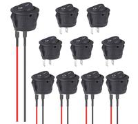 VEXUNGA Rond Interrupteur 12V 5Pcs Interrupteurs a Bascule Voiture Précâblé et 5 Pcs Interrupteur à Bascule 10A 125V 6A 250V Electronique Bouton ON OFF 12Volts 2Broches pour Auto Camion (10 Pièces)