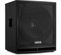 Vonyx Caisson de basse actif SWP18 – 1200W, amplificateur intégré, phase réglable, XLR/RCA, 18"