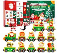 Vexyra Calendrier de l'Avent 2025 Enfant, Calendrier Avent Kinder Bebe Train Magnétique en Bois, 24 Jours Calendrier de l Avent Jouet Éducatif Jeux Montessori Cadeaux de Noël pour Filles Garçons