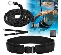 Vexyra Elastique de Nage Piscine, 2,5-7,5M Ceinture de Natation pour Adultes & Enfants, Élastique de Nage Contre Courant Piscine en Latex Naturel avec Ceinture Large et Rembourrée, Aide Natation Noir