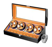 VEXYTRRON Remontoir 8+9 pour Montres de Luxe, Moteur Japonais avec Auto-Stop, Conception Verrouillable, Protection Antimagnétique, Grande Vitrine en Bois Ebène et Vernis Piano