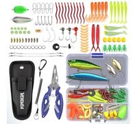 VEYCVLA Leurres Pêche avec Boîte - Spinnerbaits,Plastique vers,Minnow,Popper,Leurres,Souples Pêche Jigs Crochets de Pêche,Peche carnassiers pour Perche,brochet,Sandre,Truite (B)