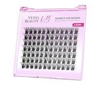 VEYESBEAUTY Faux Cils Extension Cils Newbie's Five-Second Cils Individuels Avec Colle Volume Russe Cluster Lashes Mixte Diy à La Maison Cils Individuels (Bomb, 14mm)