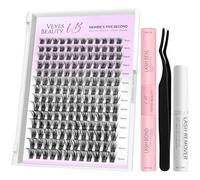 VEYESBEAUTY Faux Cils Kit Extension Cils Newbie's Five-Second Cils Individuels Avec Colle Volume Russe Cluster Lashes Mixte Diy à La Maison Cils Individuels (Bomb Kit, 8-16mm)