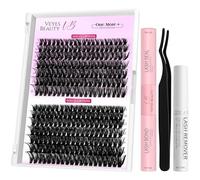 VEYESBEAUTY Un lot d'extensions de cils + cils à faire soi-même (5060D, 8-16 mm)