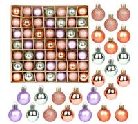 VEYLIN Boules de Noël - Lot de 49 minis ornements pour arbre de 3 cm, pailletés pour la décoration de l'arbre (violet et cuivre)